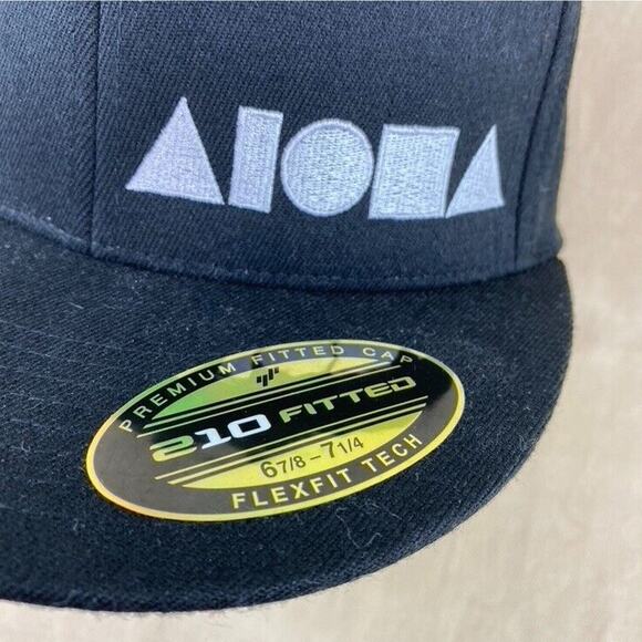 Adult Flexfit Black Aloha Shapes Hat 210 Fitted 7.25 - Picture 2 of 7